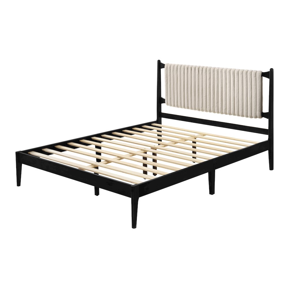 Ella Wooden Queen size Platform Bed in Black and Beige. Picture 2