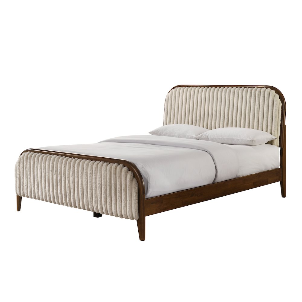 Daphne Wooden Queen size Platform Bed in Walnut and Beige. Picture 1