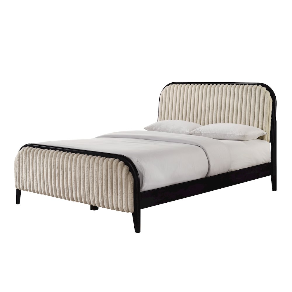 Daphne Wooden Queen size Platform Bed in Black and Beige. Picture 1