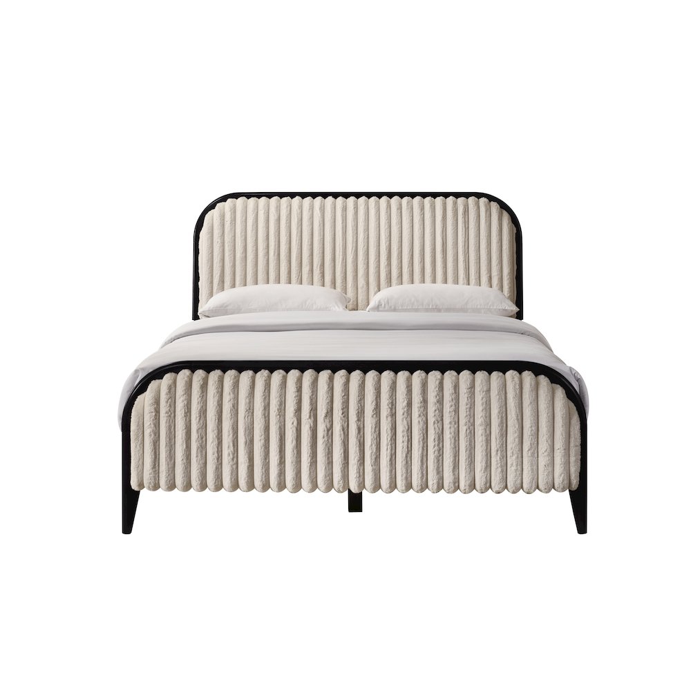 Daphne Wooden Queen size Platform Bed in Black and Beige. Picture 2