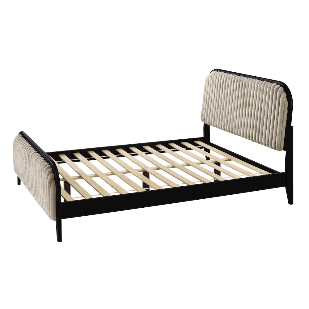 Daphne Wooden Queen size Platform Bed in Black and Beige. Picture 3