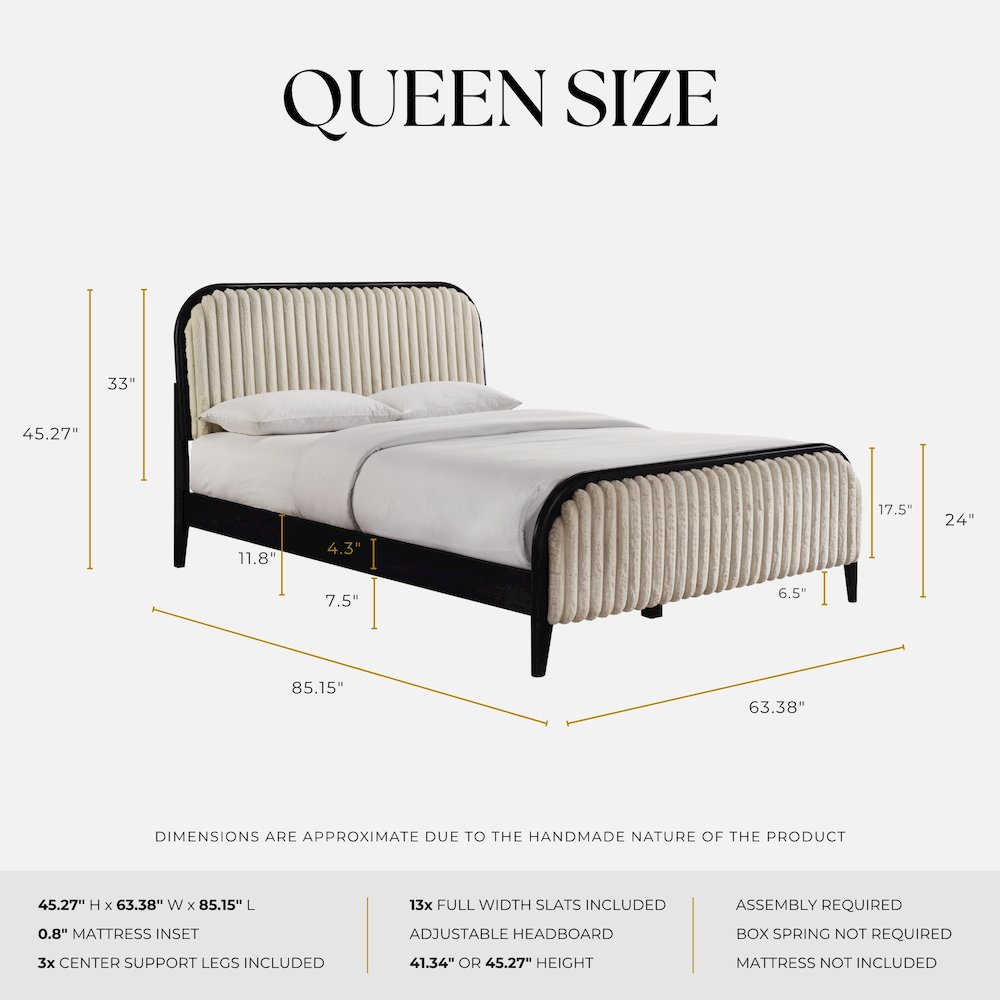 Daphne Wooden Queen size Platform Bed in Black and Beige. Picture 8