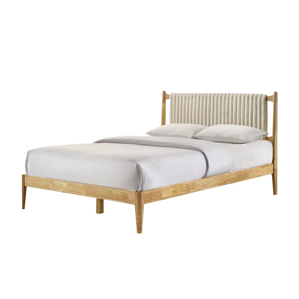 Ella Wooden Queen size Platform Bed in Natural and Beige. Picture 3