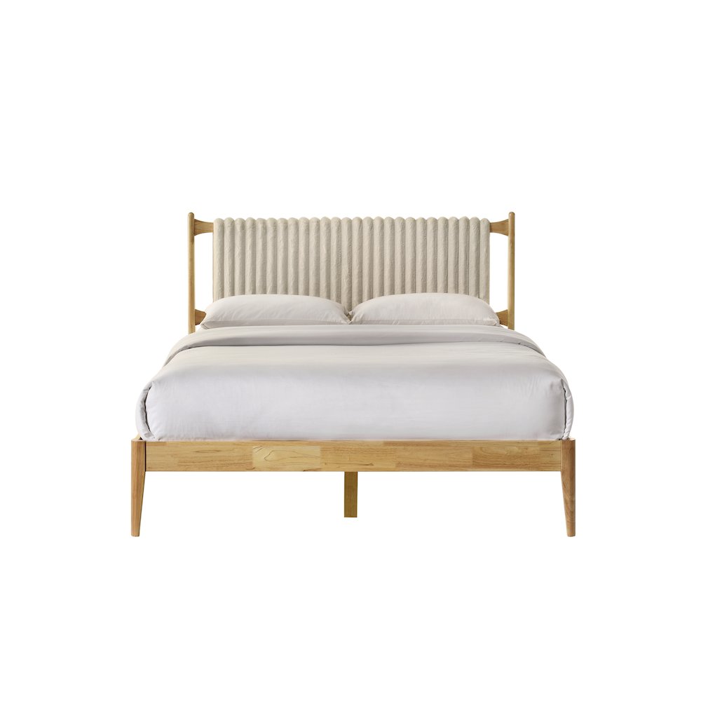 Ella Wooden Queen size Platform Bed in Natural and Beige. Picture 4