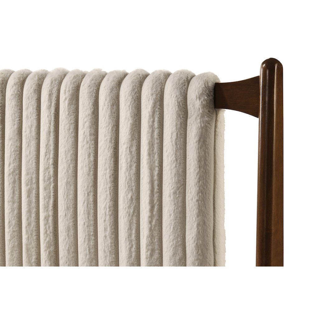 Ella Wooden King size Platform Bed in Walnut and Beige. Picture 11