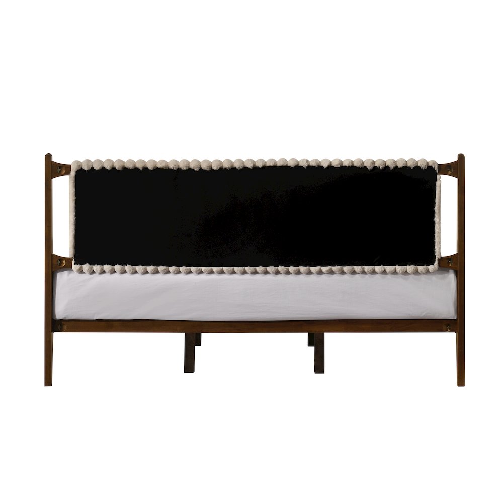 Ella Wooden King size Platform Bed in Walnut and Beige. Picture 5