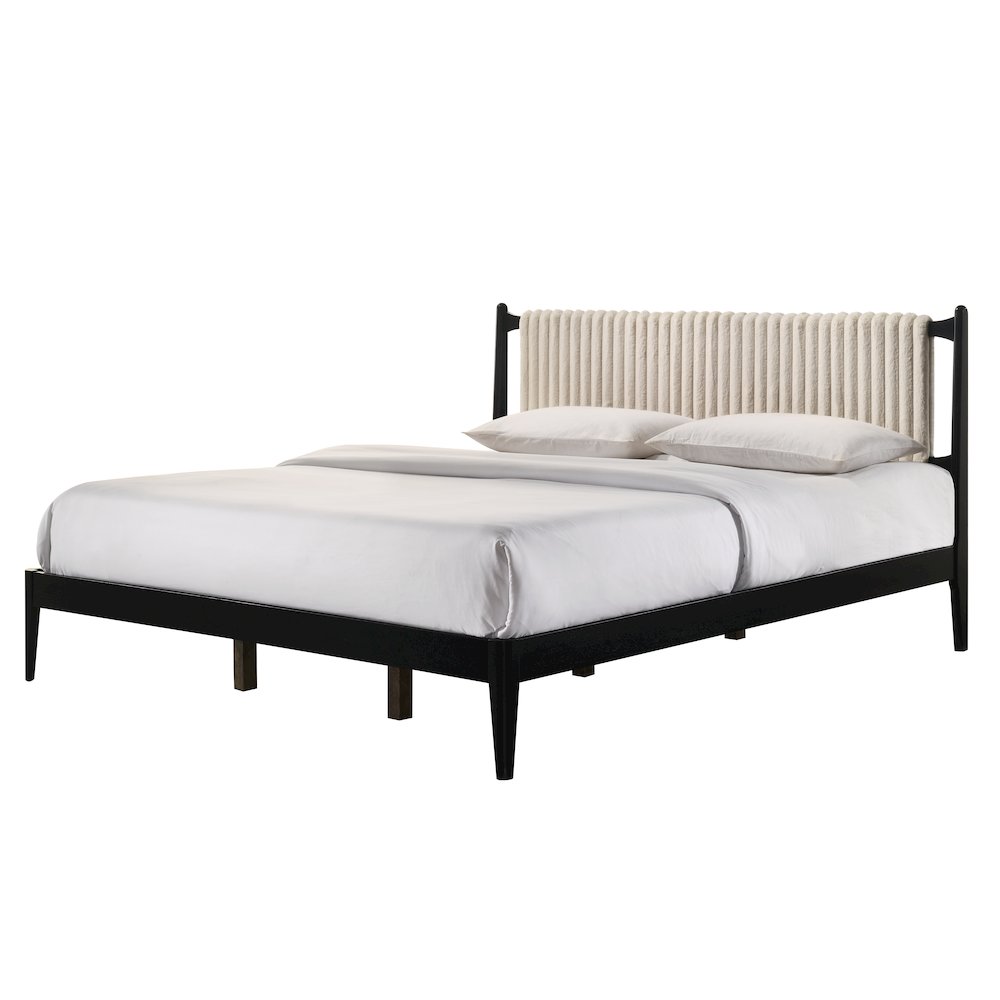 Ella Wooden King size Platform Bed in Black and Beige. Picture 4