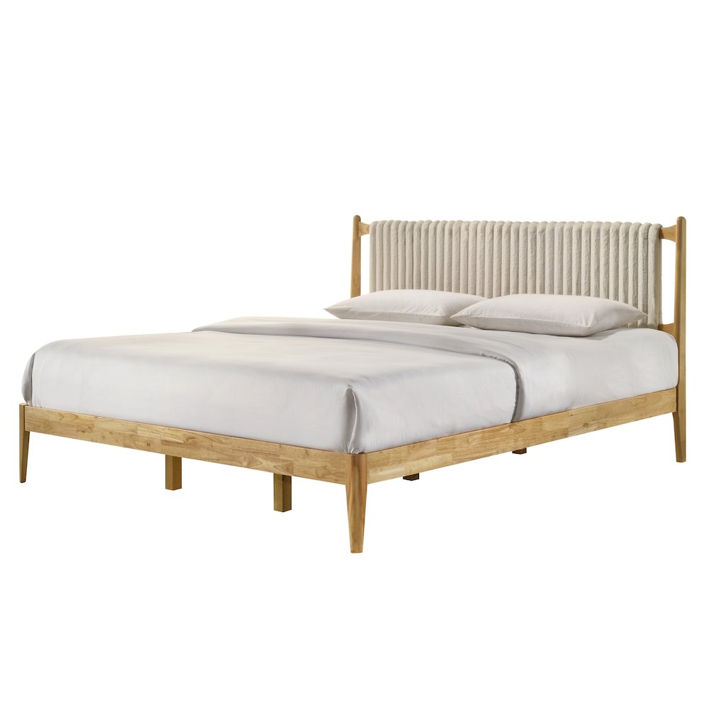 Ella Wooden King size Platform Bed in Natural and Beige. Picture 4