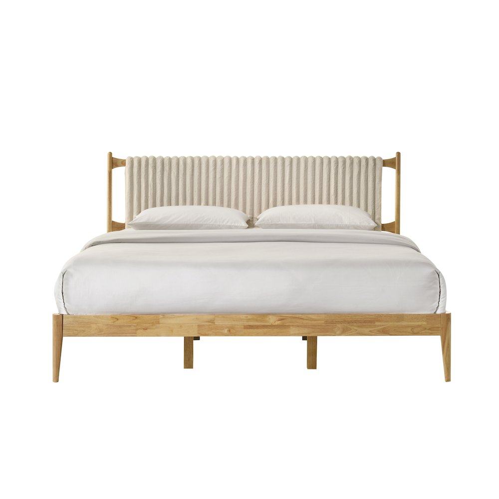 Ella Wooden King size Platform Bed in Natural and Beige. Picture 3