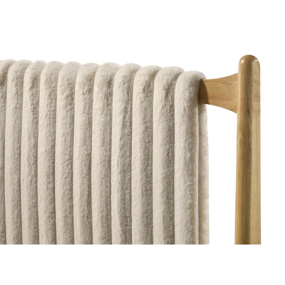 Ella Wooden King size Platform Bed in Natural and Beige. Picture 11