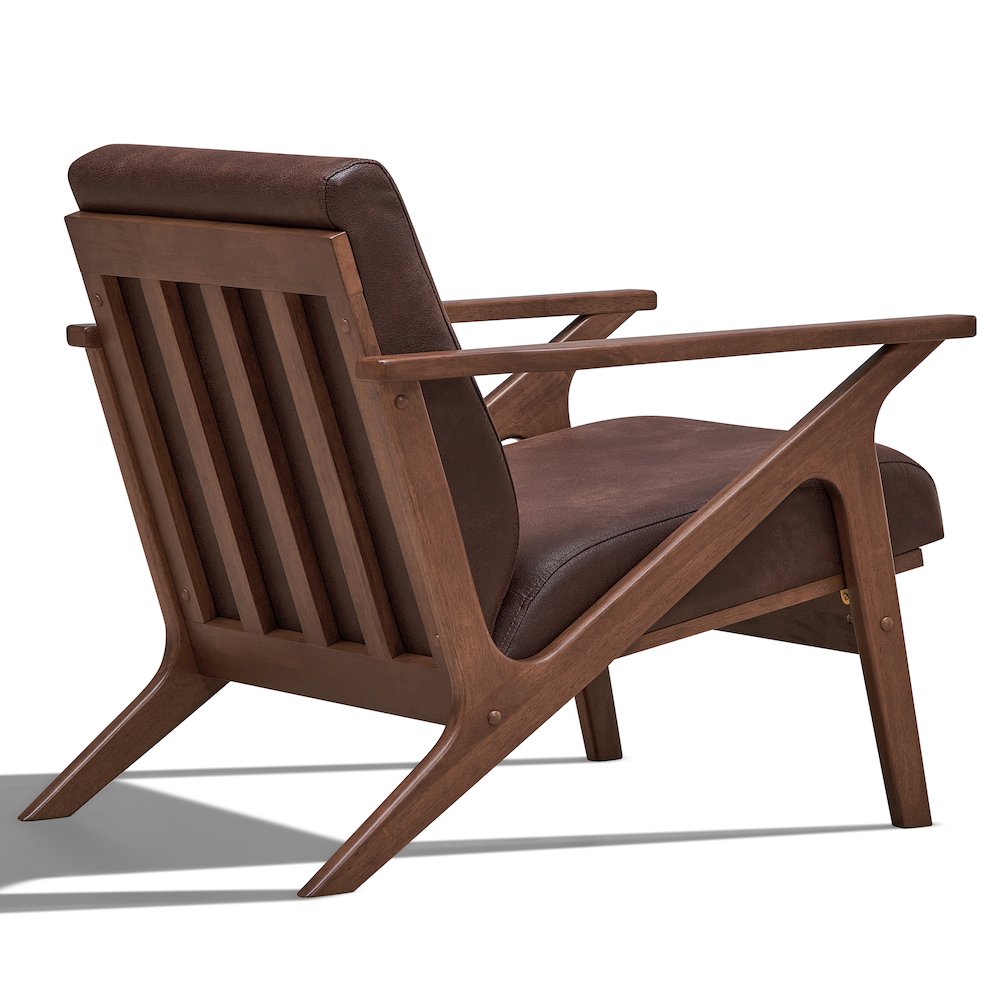 Zola Solid Wood and Fabric Upholstered Accent Armchair in Brown. Picture 3