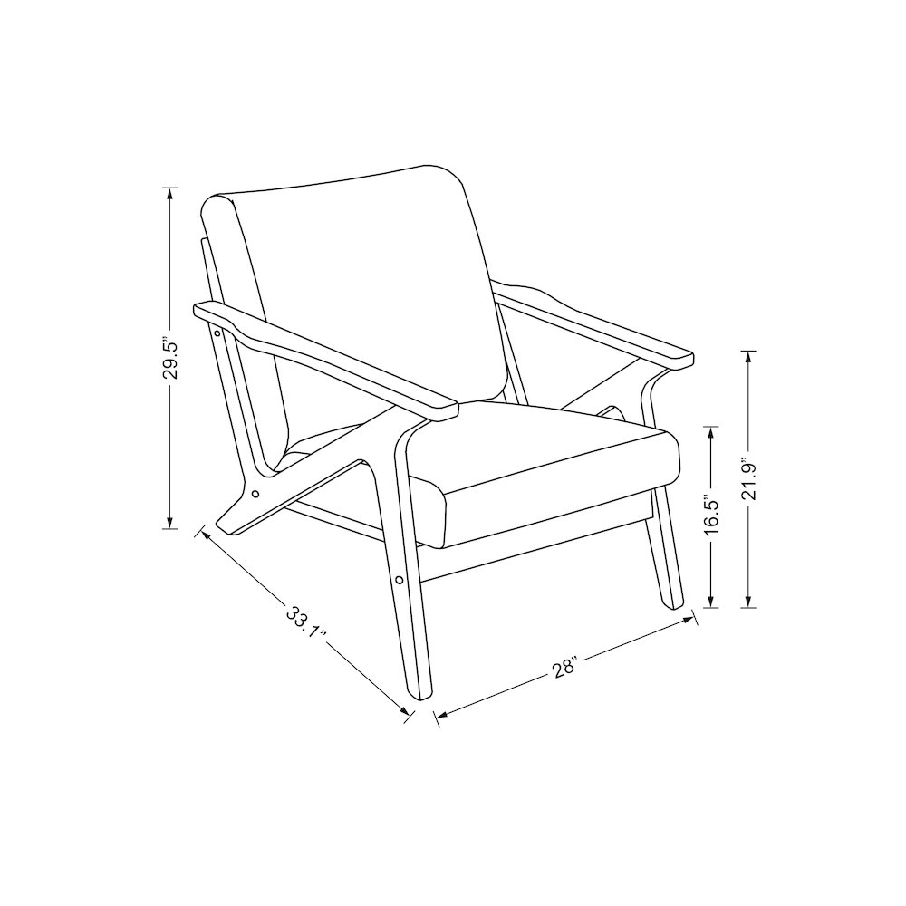 Zola Solid Wood and Fabric Upholstered Accent Armchair in Walnut/Beige. Picture 5