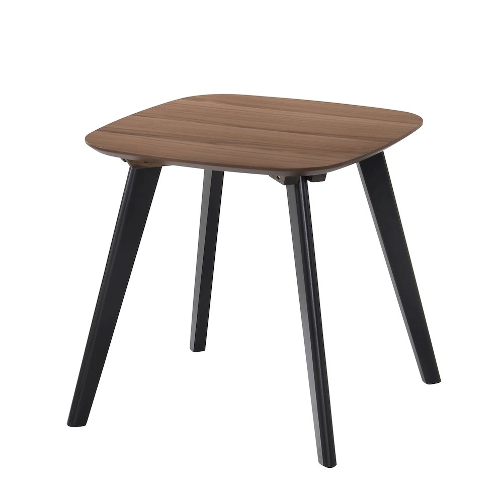 Dana Solid Wood End Table with Powder Coated Black Legs in Walnut. Picture 1