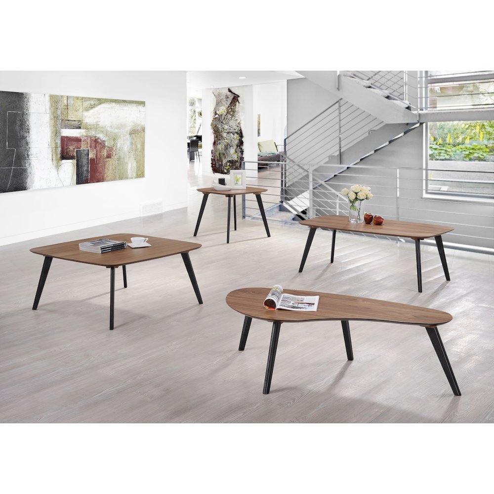 Dana Solid Wood End Table with Powder Coated Black Legs in Walnut. Picture 3