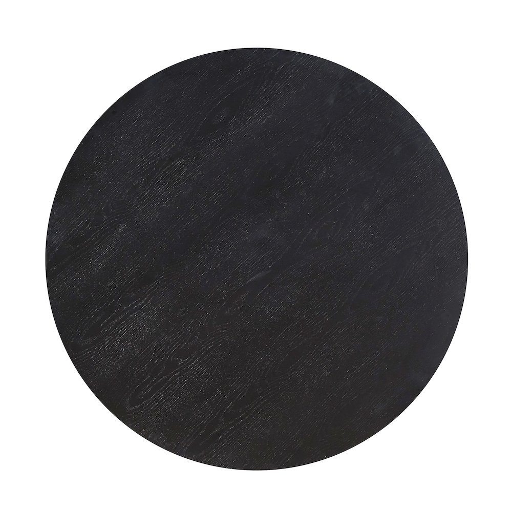 Mod Round Shape Mid-Century Wood Coffee Table in Black. Picture 2