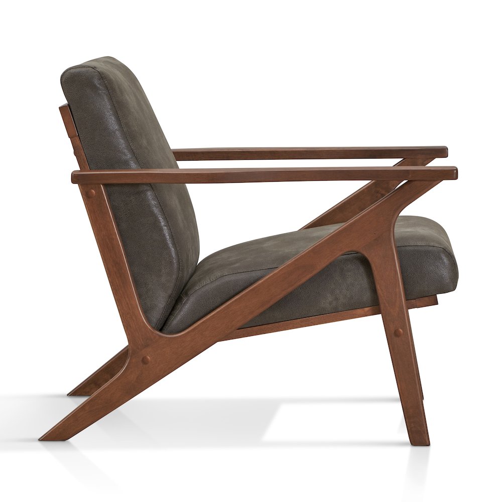 Zola Solid Wood and Fabric Upholstered Accent Armchair in Black. Picture 2