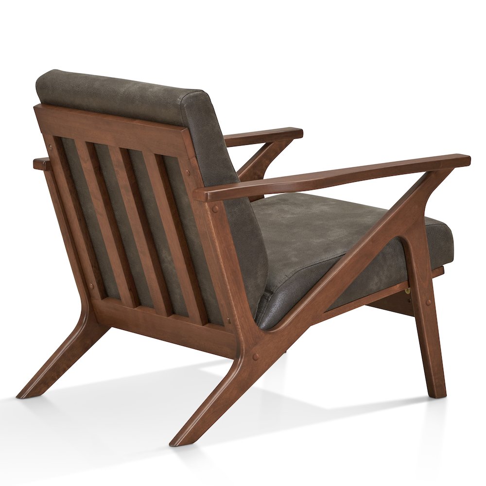 Zola Solid Wood and Fabric Upholstered Accent Armchair in Black. Picture 3