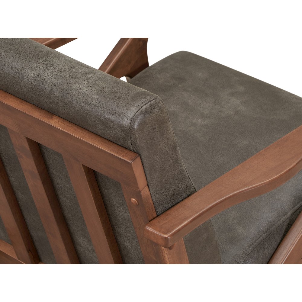 Zola Solid Wood and Fabric Upholstered Accent Armchair in Black. Picture 4