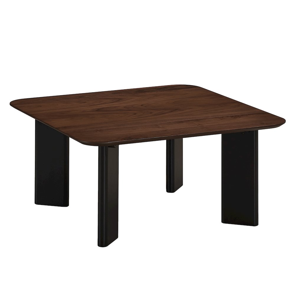 Joss Square Shape Modern Wood Coffee Table in Walnut. Picture 1