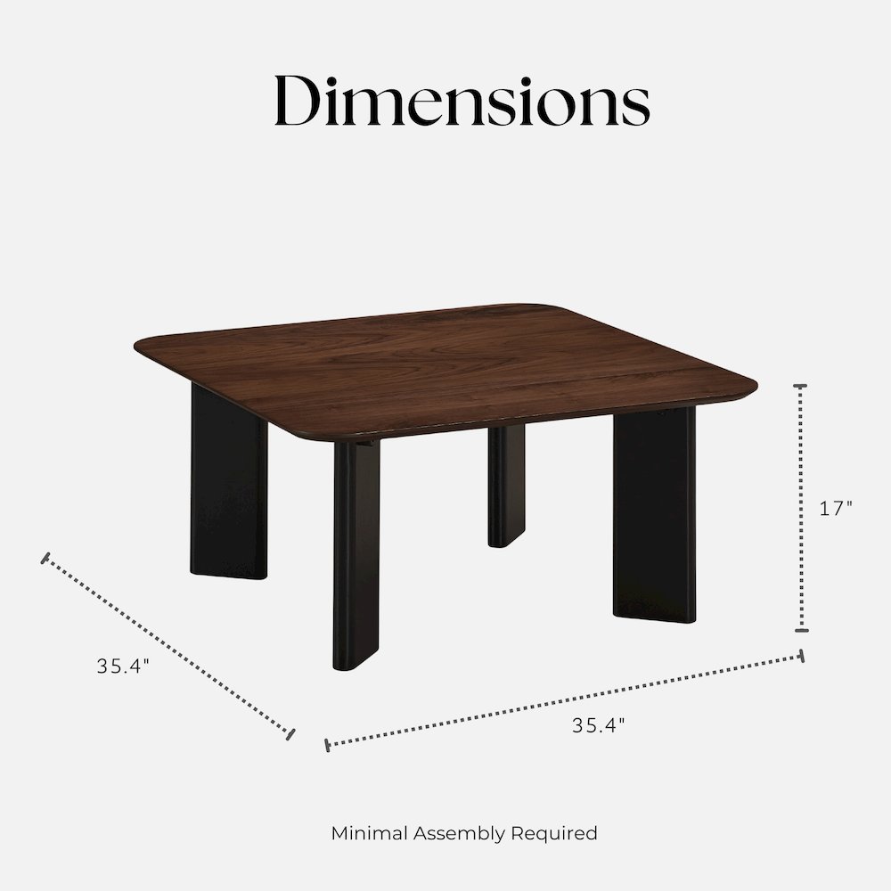 Joss Square Shape Modern Wood Coffee Table in Walnut. Picture 6