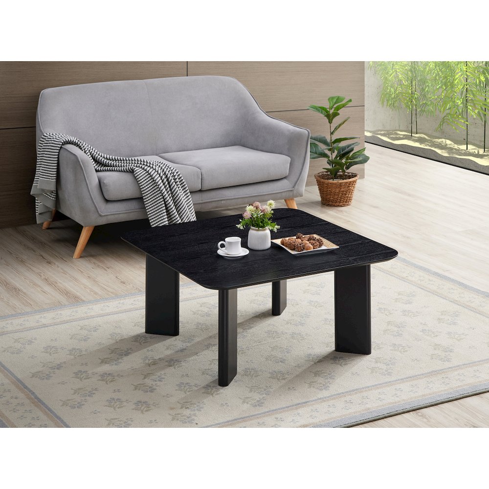 Joss Square Shape Modern Wood Coffee Table in Black Ash. Picture 4