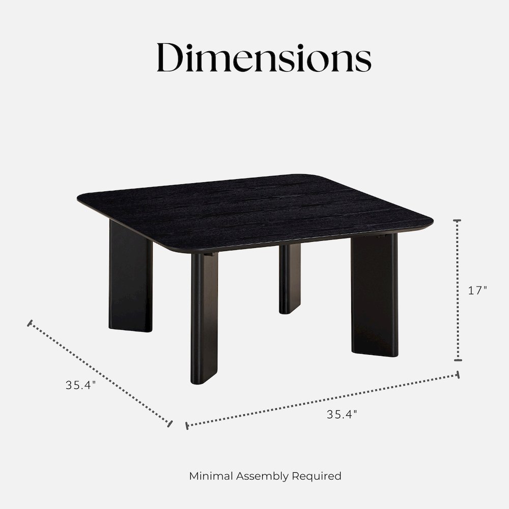Joss Square Shape Modern Wood Coffee Table in Black Ash. Picture 6