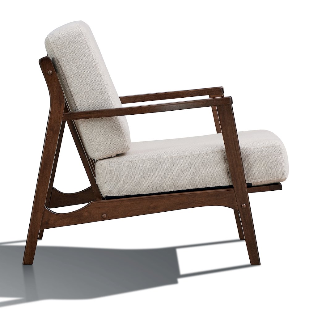 Jasper Solid Wood and Fabric Upholstered Accent Armchair in Beige. Picture 2