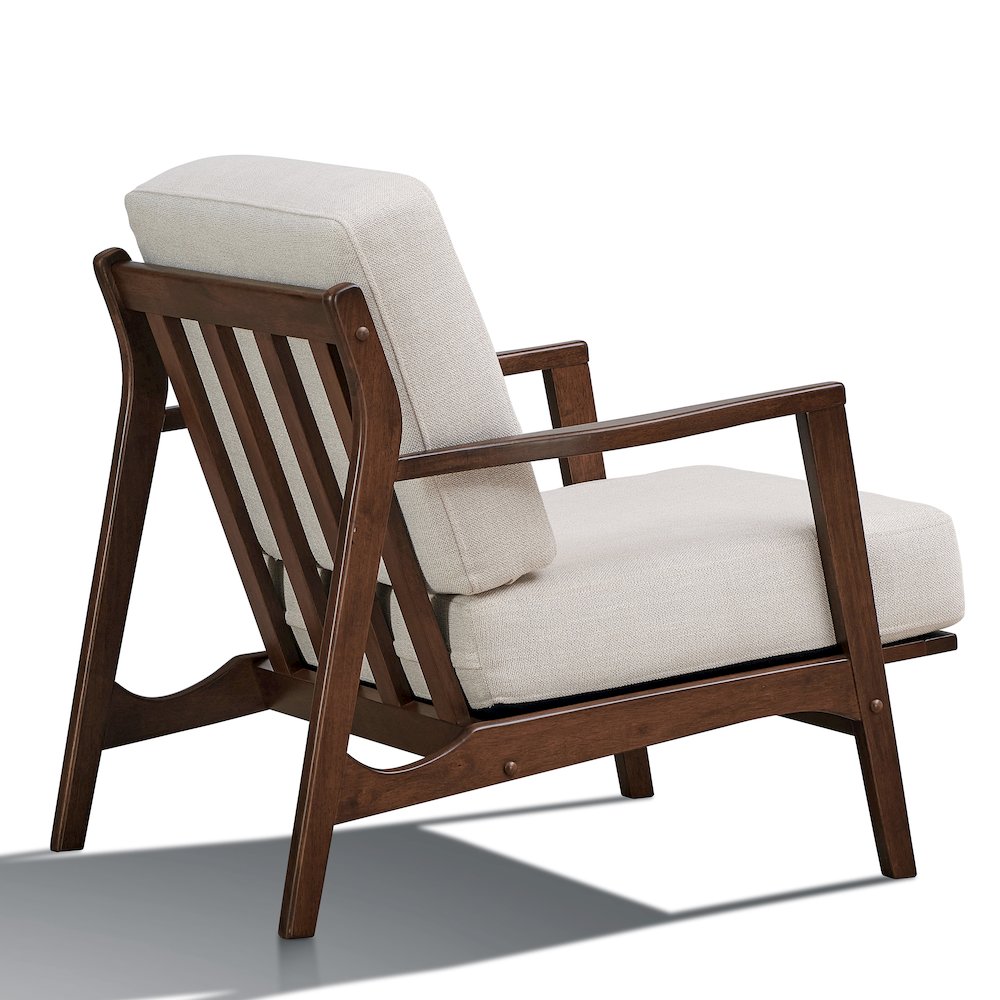 Jasper Solid Wood and Fabric Upholstered Accent Armchair in Beige. Picture 3