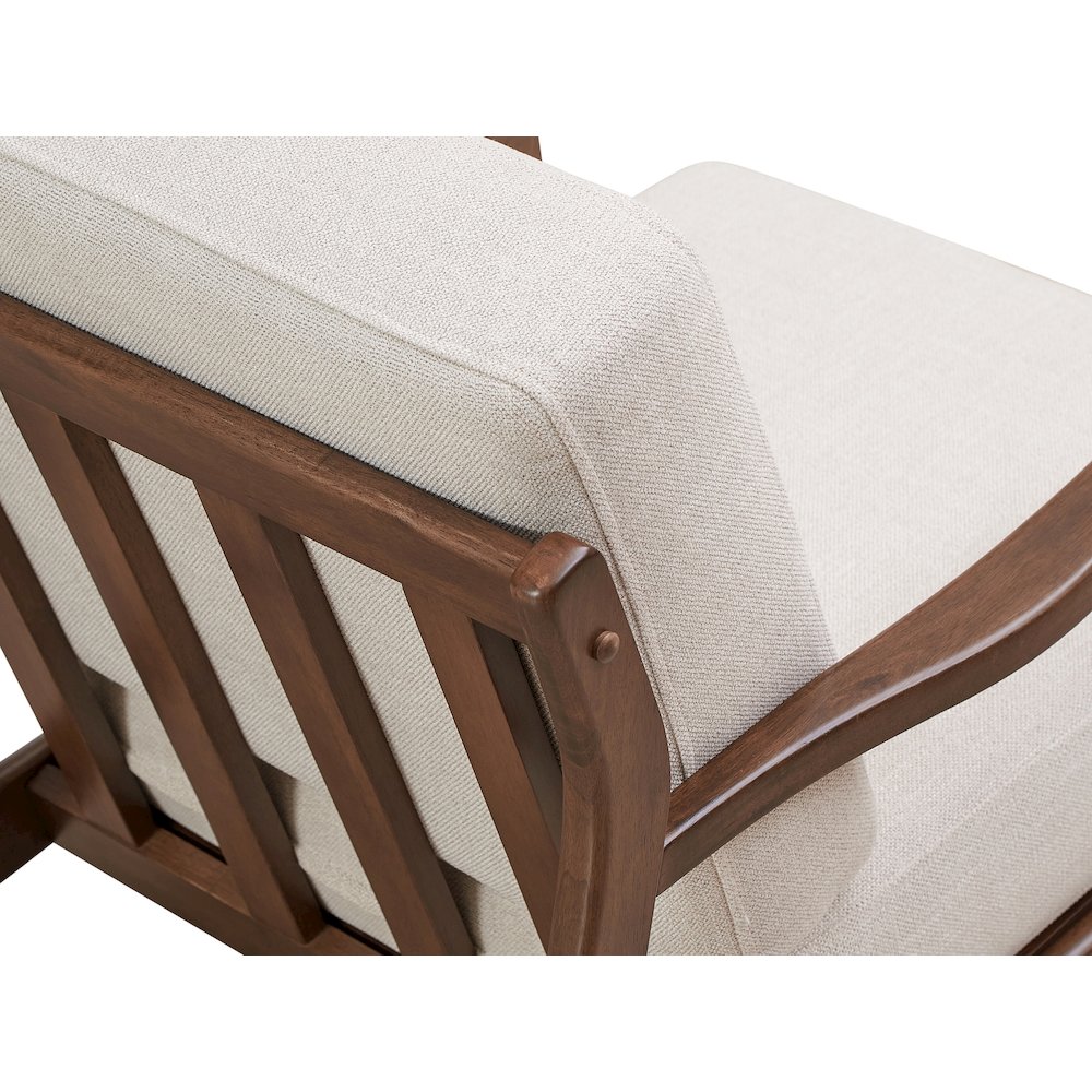Jasper Solid Wood and Fabric Upholstered Accent Armchair in Beige. Picture 4