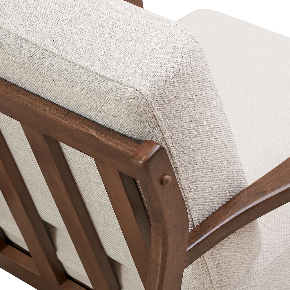 Jasper Solid Wood and Fabric Upholstered Accent Armchair in Beige. Picture 6