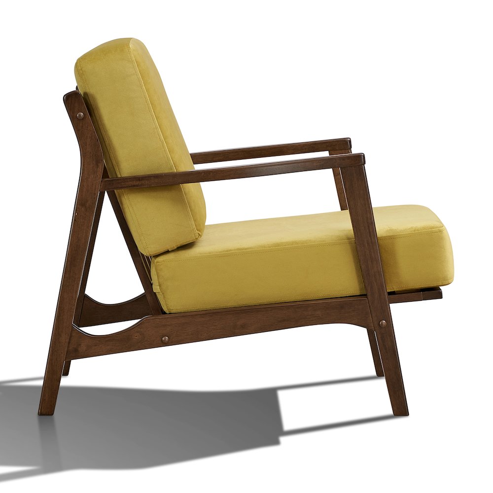 Jasper Solid Wood and Velvet Upholstered Accent Armchair in Gold. Picture 2