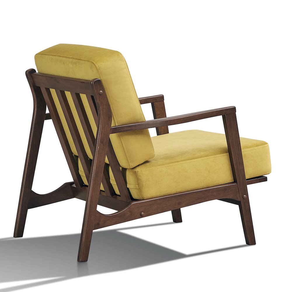 Jasper Solid Wood and Velvet Upholstered Accent Armchair in Gold. Picture 3