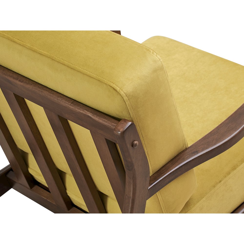 Jasper Solid Wood and Velvet Upholstered Accent Armchair in Gold. Picture 4