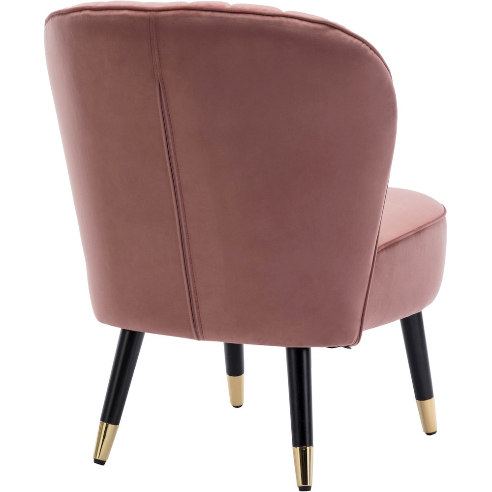 Jane Modern Wood and Velvet Fabric Upholstered Accent Chair in Pink. Picture 4