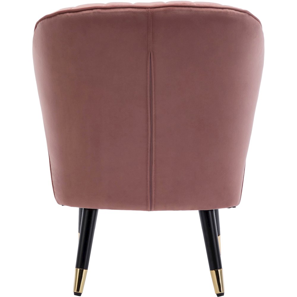 Jane Modern Wood and Velvet Fabric Upholstered Accent Chair in Pink. Picture 5
