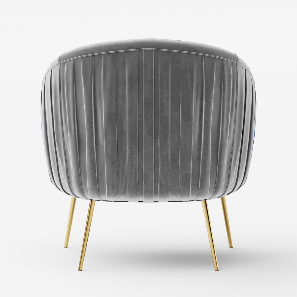 Julia Velvet Upholstered Accent Armchair with Gold Legs in Gray. Picture 5