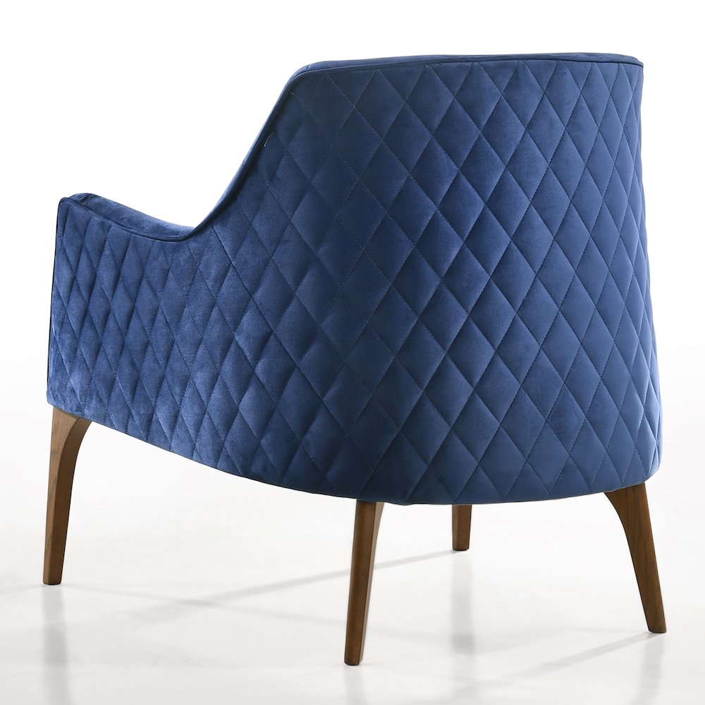 Jane Wood and Velvet Upholstered Lounge Accent Chair in Blue. Picture 4