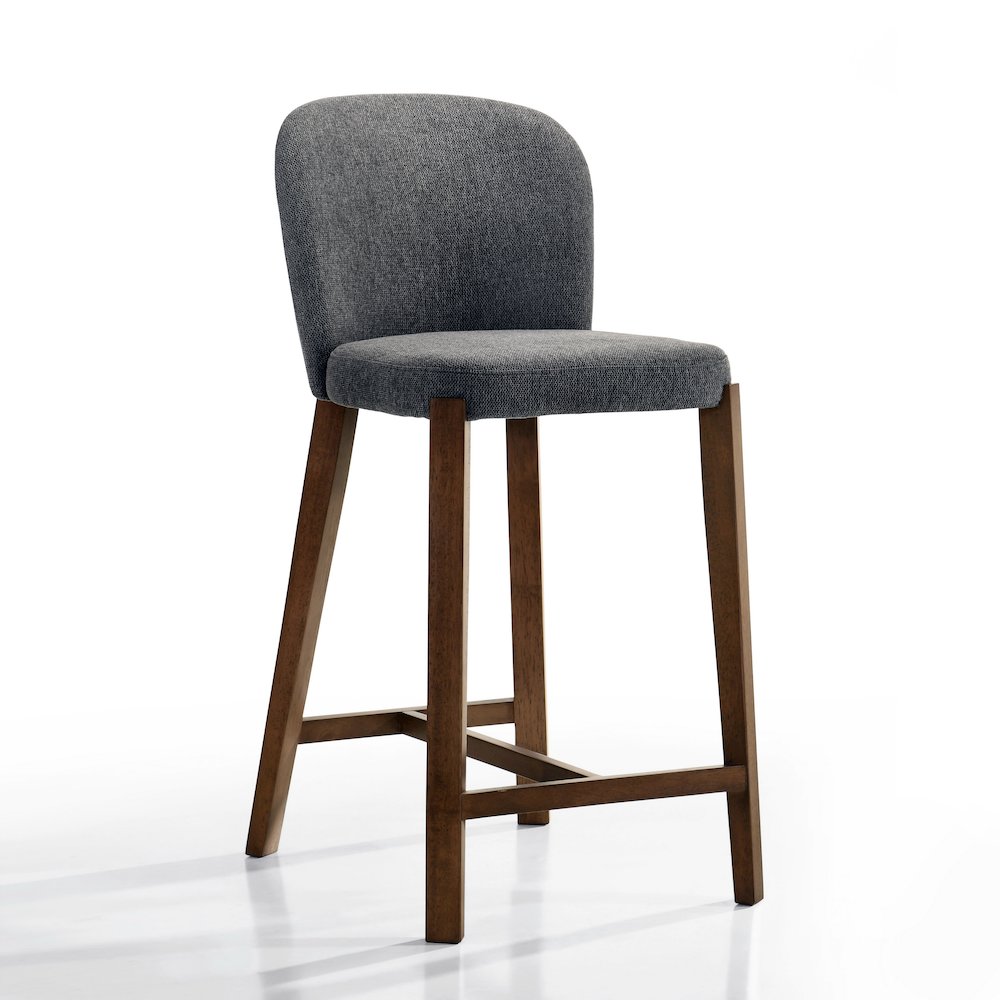 Larsen 26" Solid Wood and Fabric Counter Stool in Gray. Picture 1