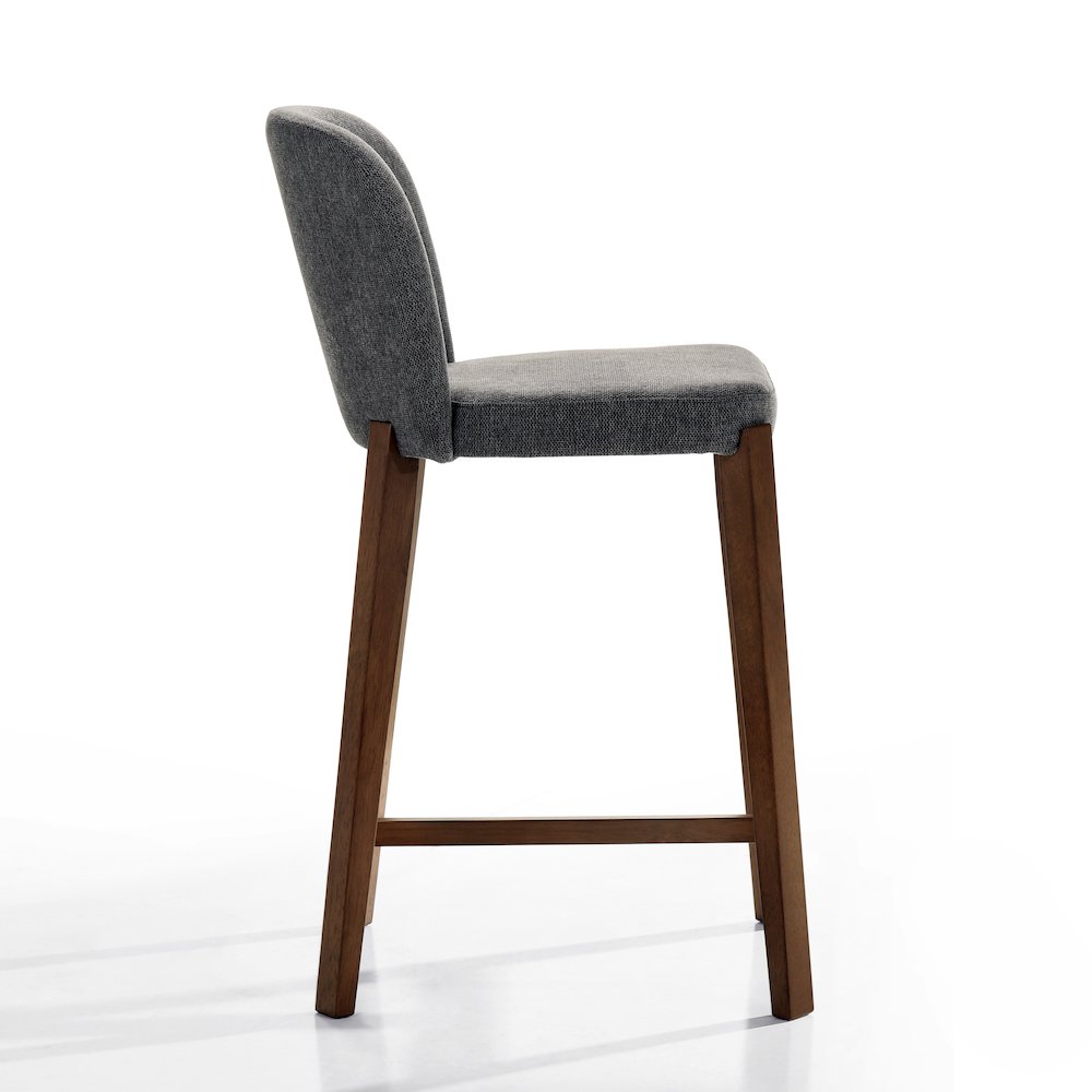 Larsen 26" Solid Wood and Fabric Counter Stool in Gray. Picture 3