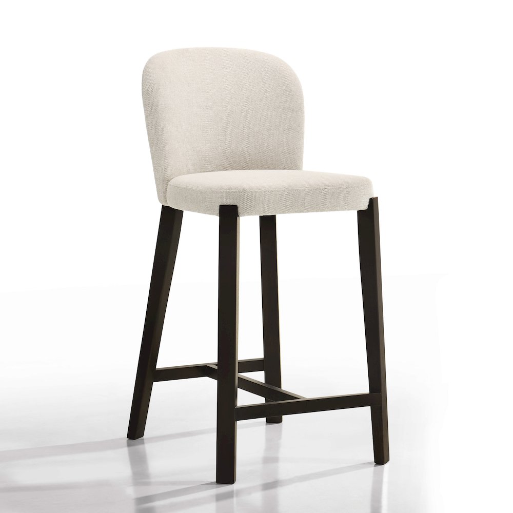 Larsen 26" Solid Wood and Fabric Counter Stool in Oatmeal Beige. Picture 1