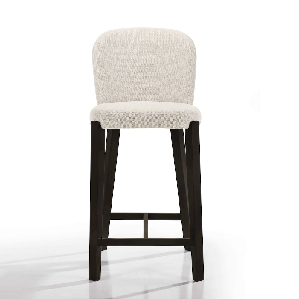 Larsen 26" Solid Wood and Fabric Counter Stool in Oatmeal Beige. Picture 2