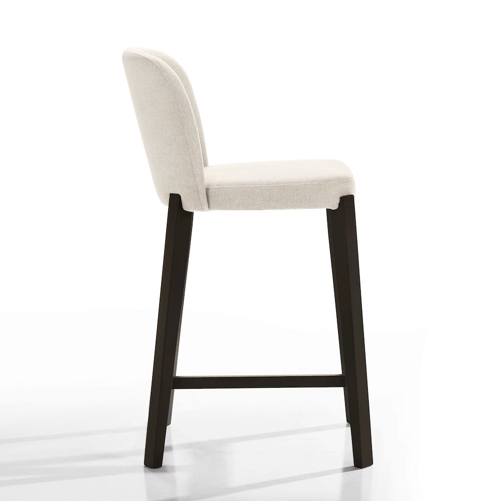 Larsen 26" Solid Wood and Fabric Counter Stool in Oatmeal Beige. Picture 3