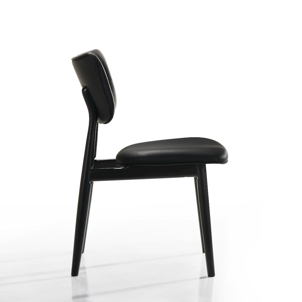 Joss Solid Wood Leather Dining Chairs in Black (Set of 2). Picture 4