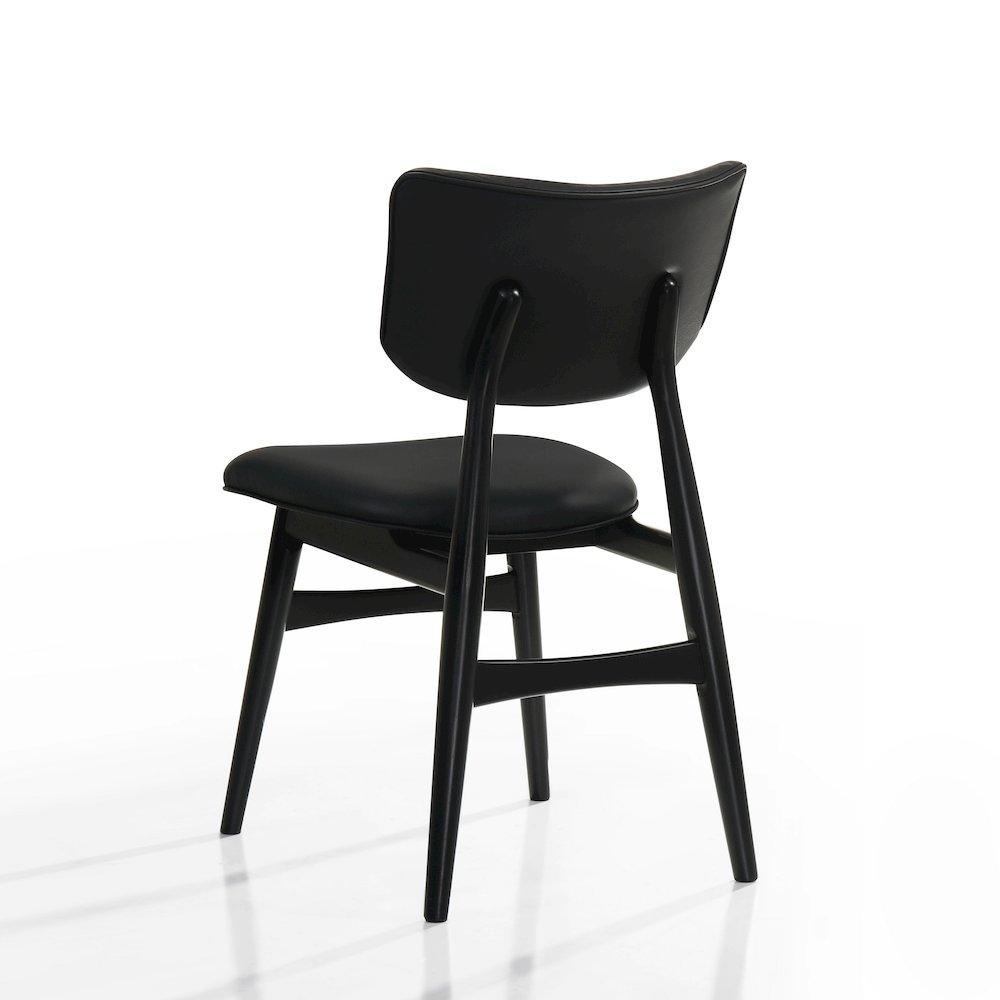 Joss Solid Wood Leather Dining Chairs in Black (Set of 2). Picture 5
