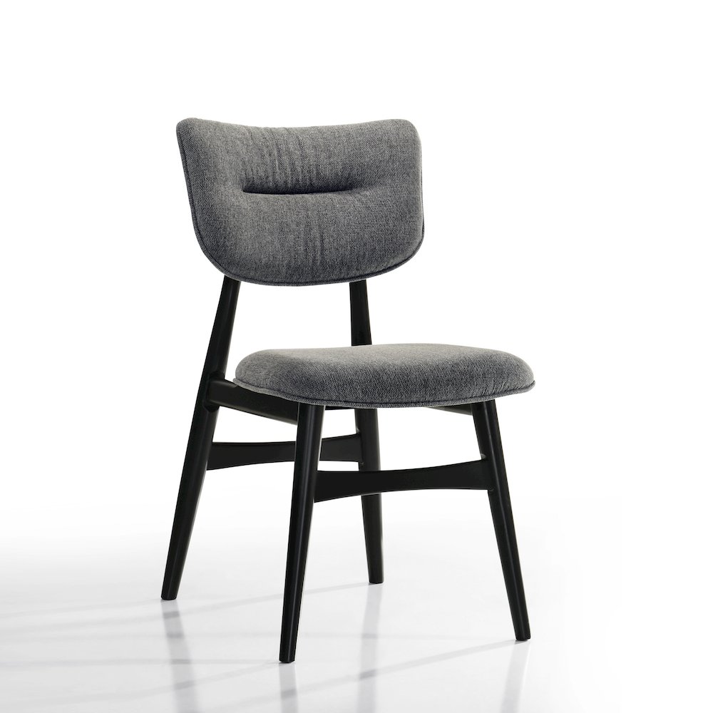 Joss Solid Wood Dining Chairs in Gray Fabric Upholstery (Set of 2). Picture 2