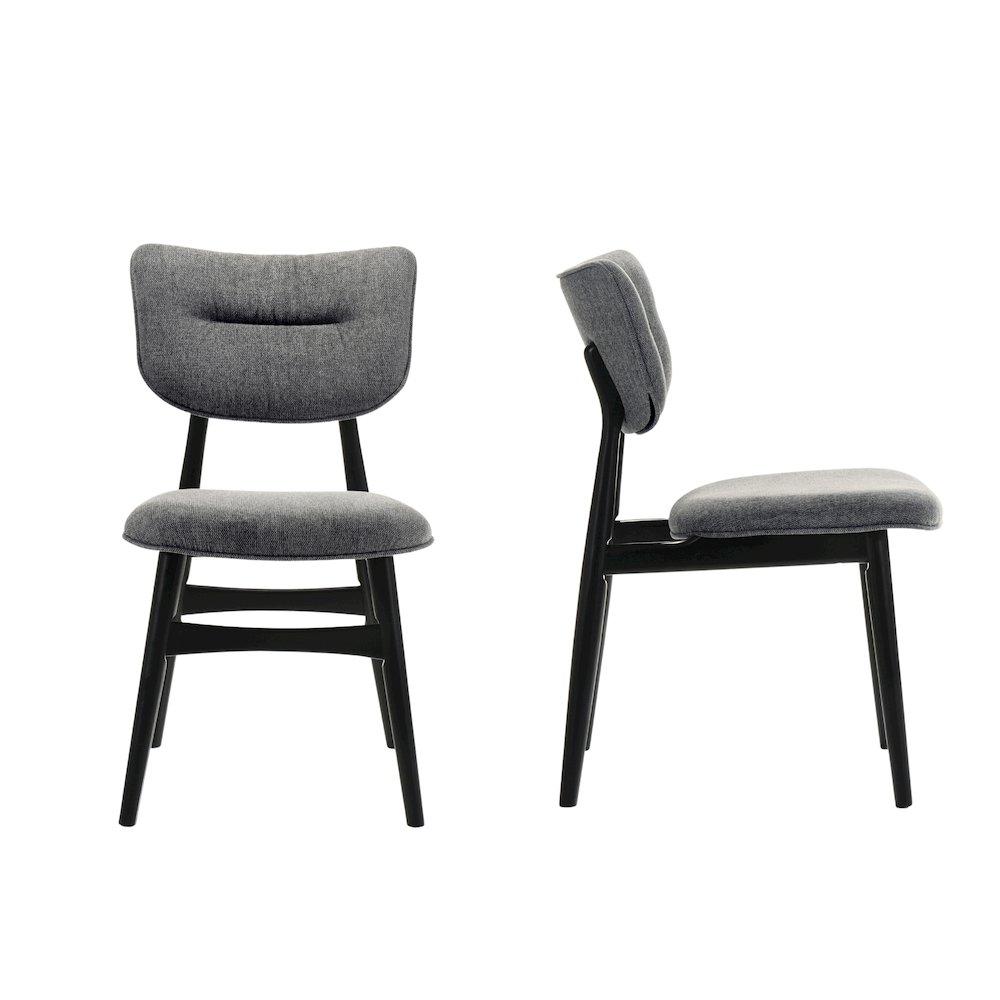 Joss Solid Wood Dining Chairs in Gray Fabric Upholstery (Set of 2). Picture 1