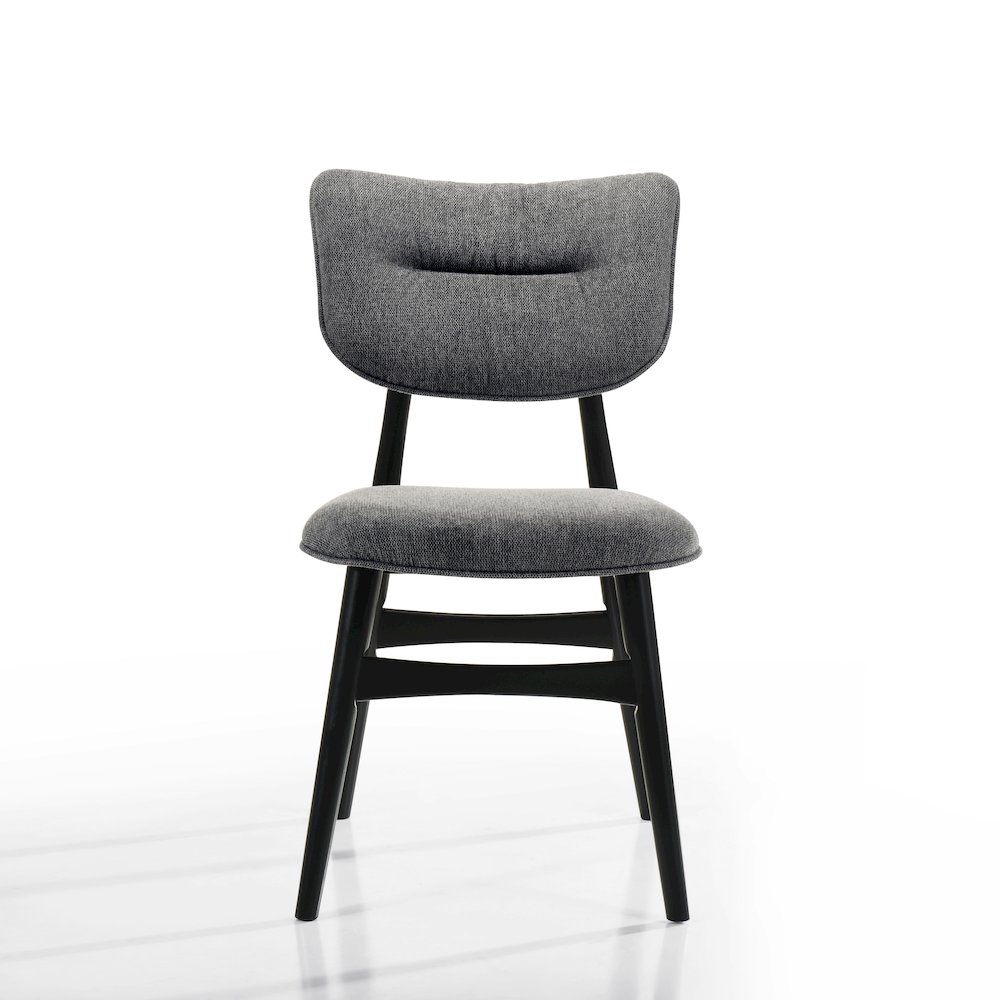 Joss Solid Wood Dining Chairs in Gray Fabric Upholstery (Set of 2). Picture 6