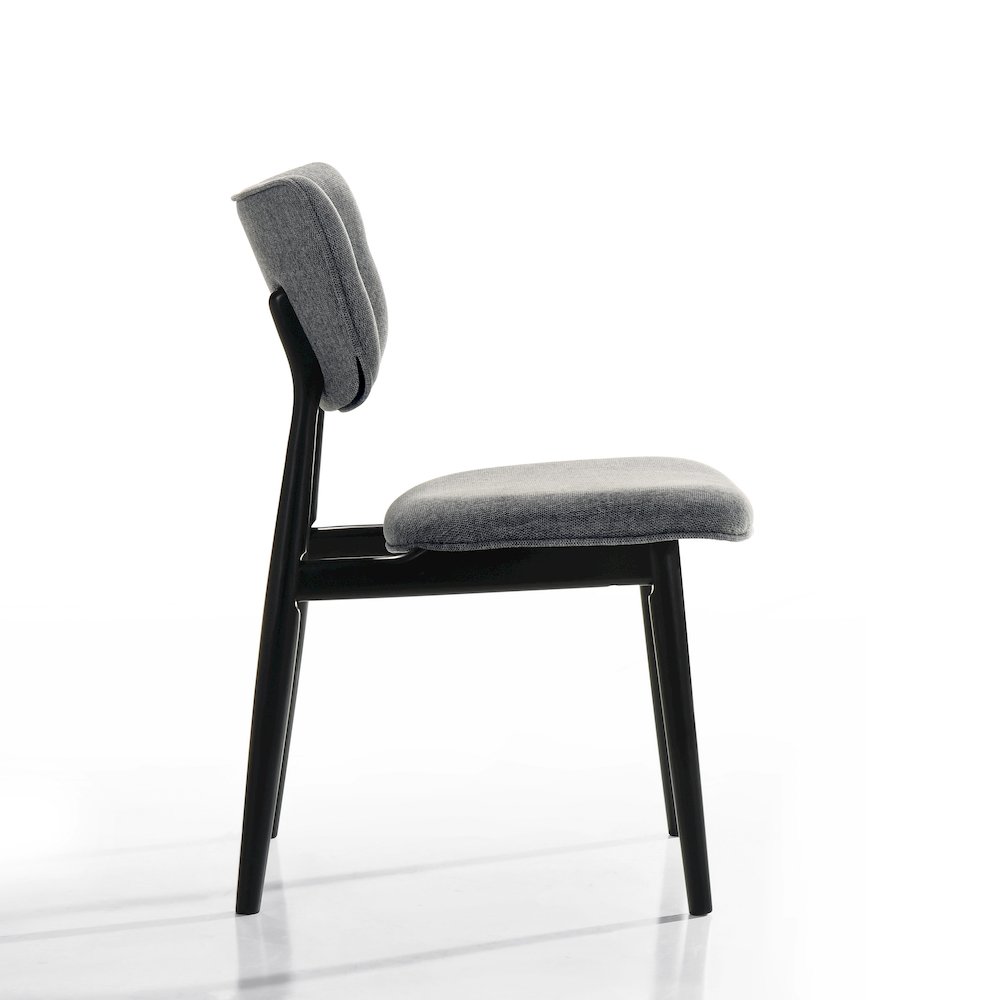 Joss Solid Wood Dining Chairs in Gray Fabric Upholstery (Set of 2). Picture 4