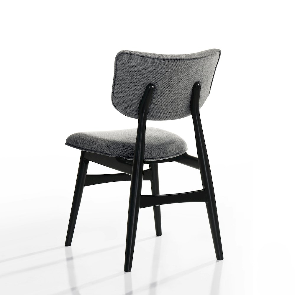 Joss Solid Wood Dining Chairs in Gray Fabric Upholstery (Set of 2). Picture 5