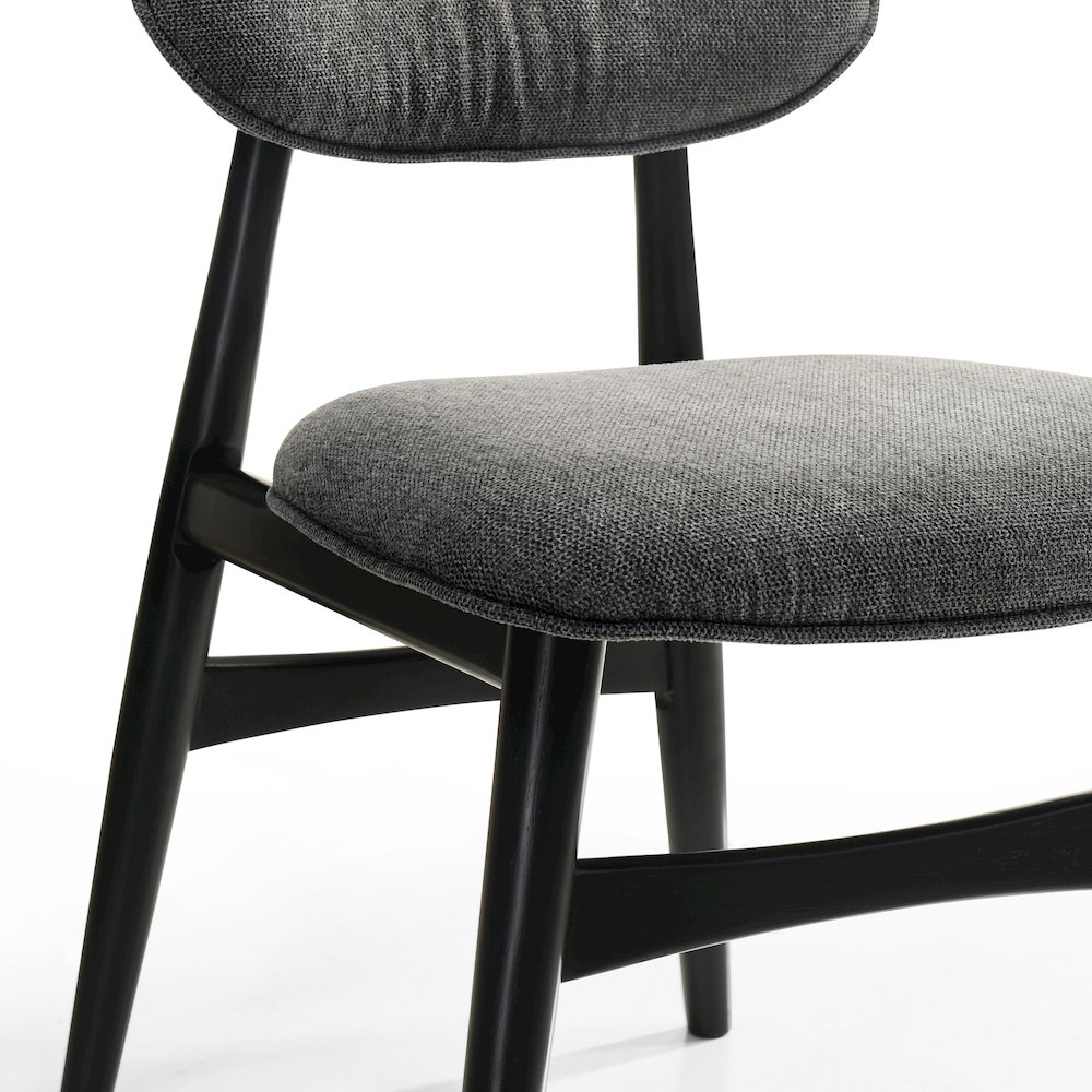 Joss Solid Wood Dining Chairs in Gray Fabric Upholstery (Set of 2). Picture 3